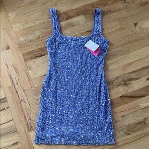 Beginning Boutique Blue Sequin Midi Dress